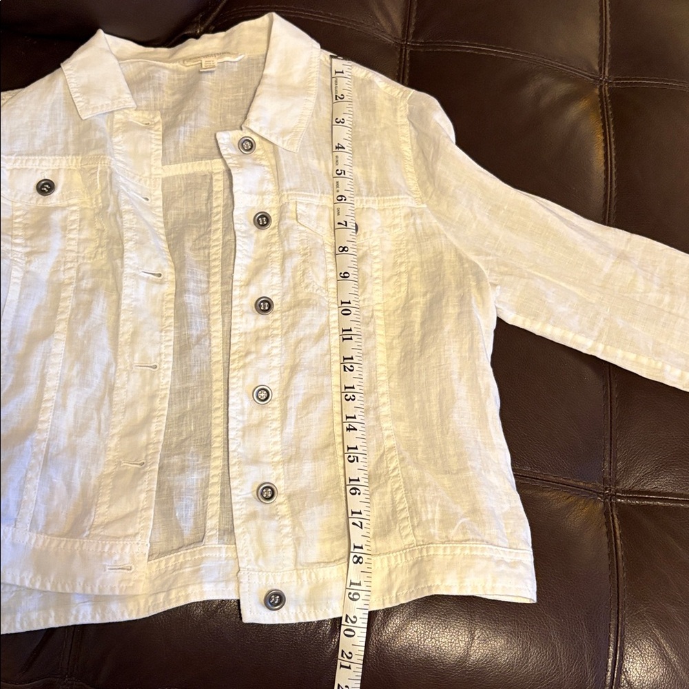 Eileen Fisher Cream Linen Jacket - Picture 7 of 10